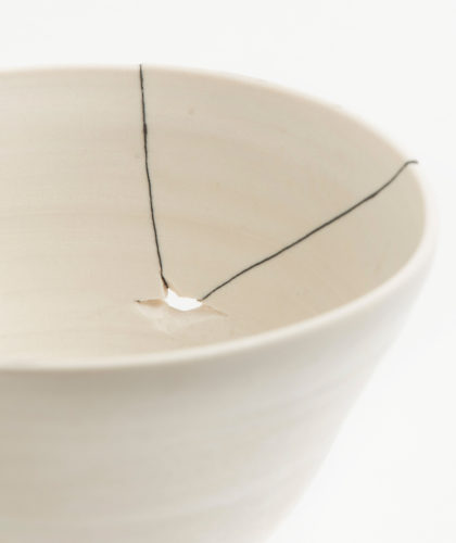 The Garnered - White Fracture 5 Series Bowl Romy Northover Ceramics The Garnered