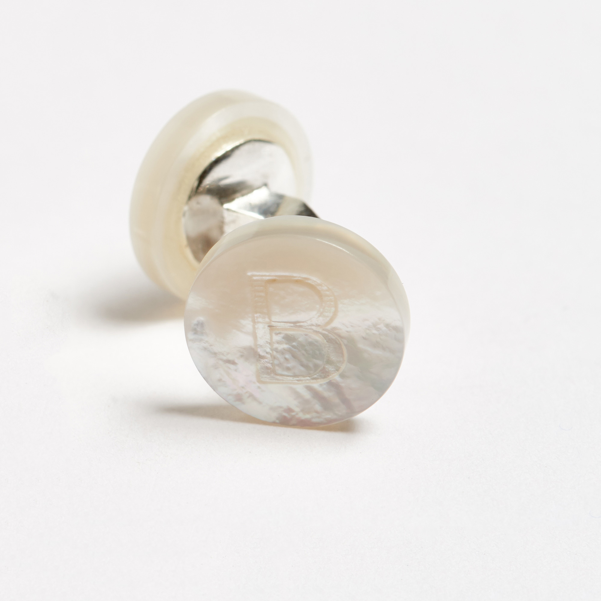 Mother-of-Pearl Initial Alphabet Cufflinks - B Day Alphabet Samuel Gassmann Cufflinks The Garnered 61C