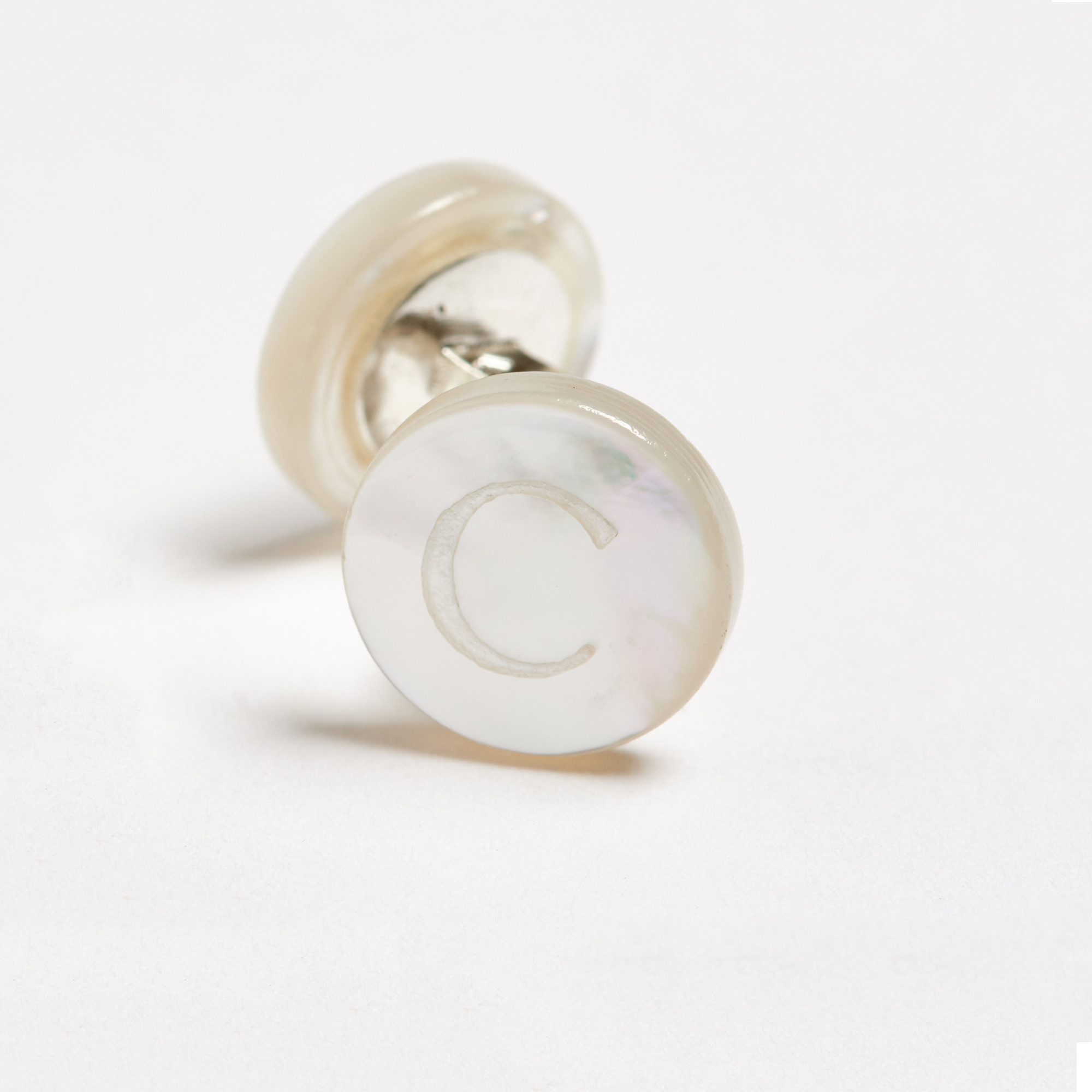 Mother-of-Pearl Initial Alphabet Cufflinks - C Day Alphabet Samuel Gassmann Cufflinks The Garnered 62C