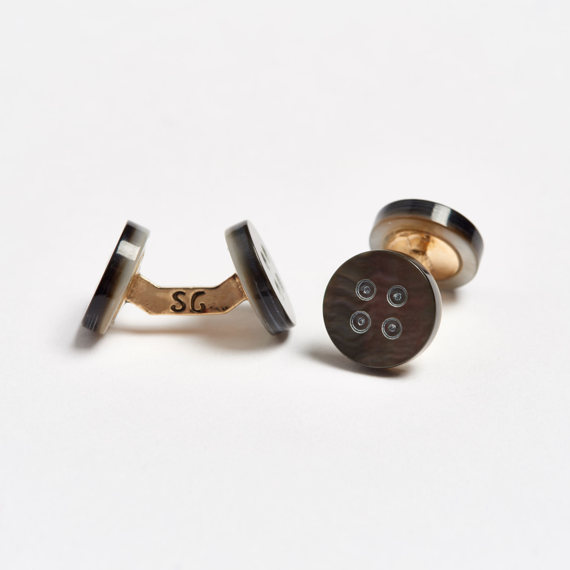 Grey Mother-of-Pearl Archetype Evening Cufflinks - Evening Button Samuel Gassmann Cufflinks The Garnered 100