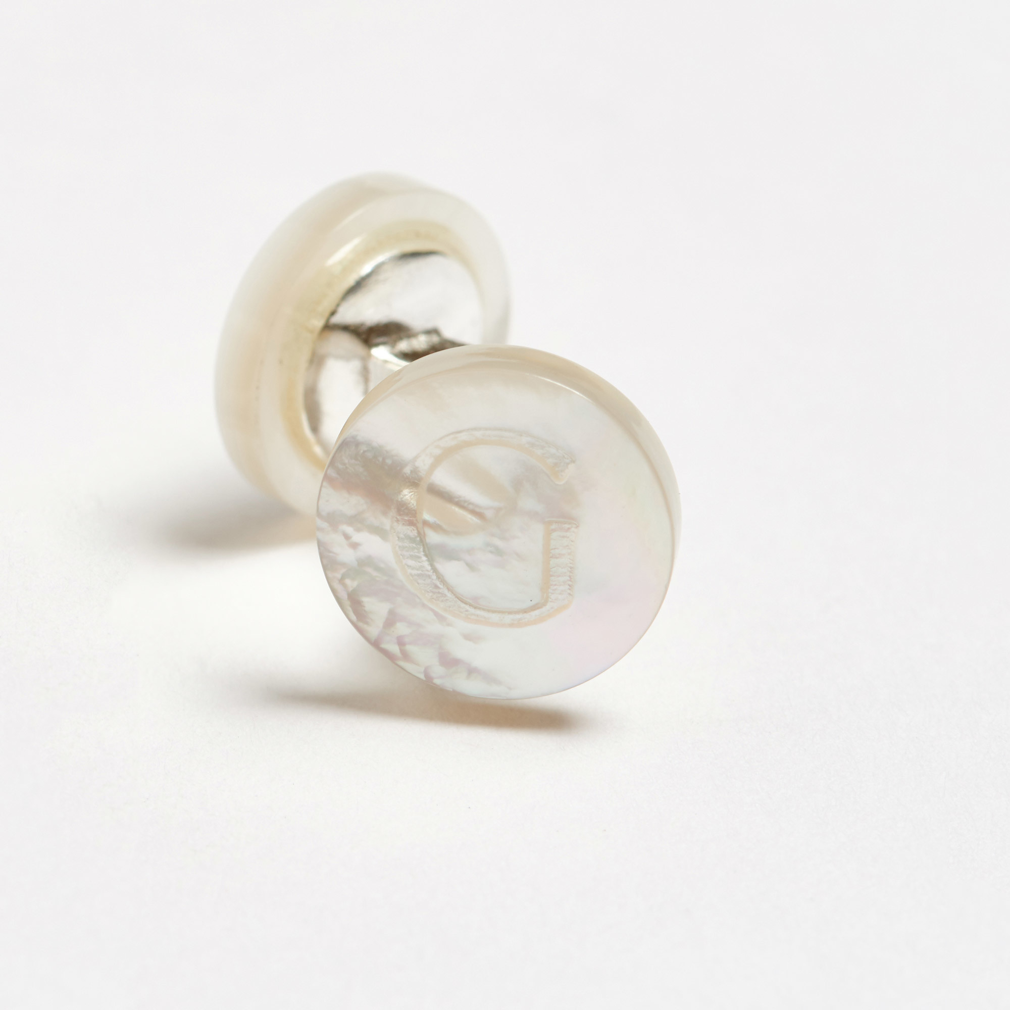 Mother-of-Pearl Initial Alphabet Cufflinks - G Day Alphabet Samuel Gassmann Cufflinks The Garnered 66C