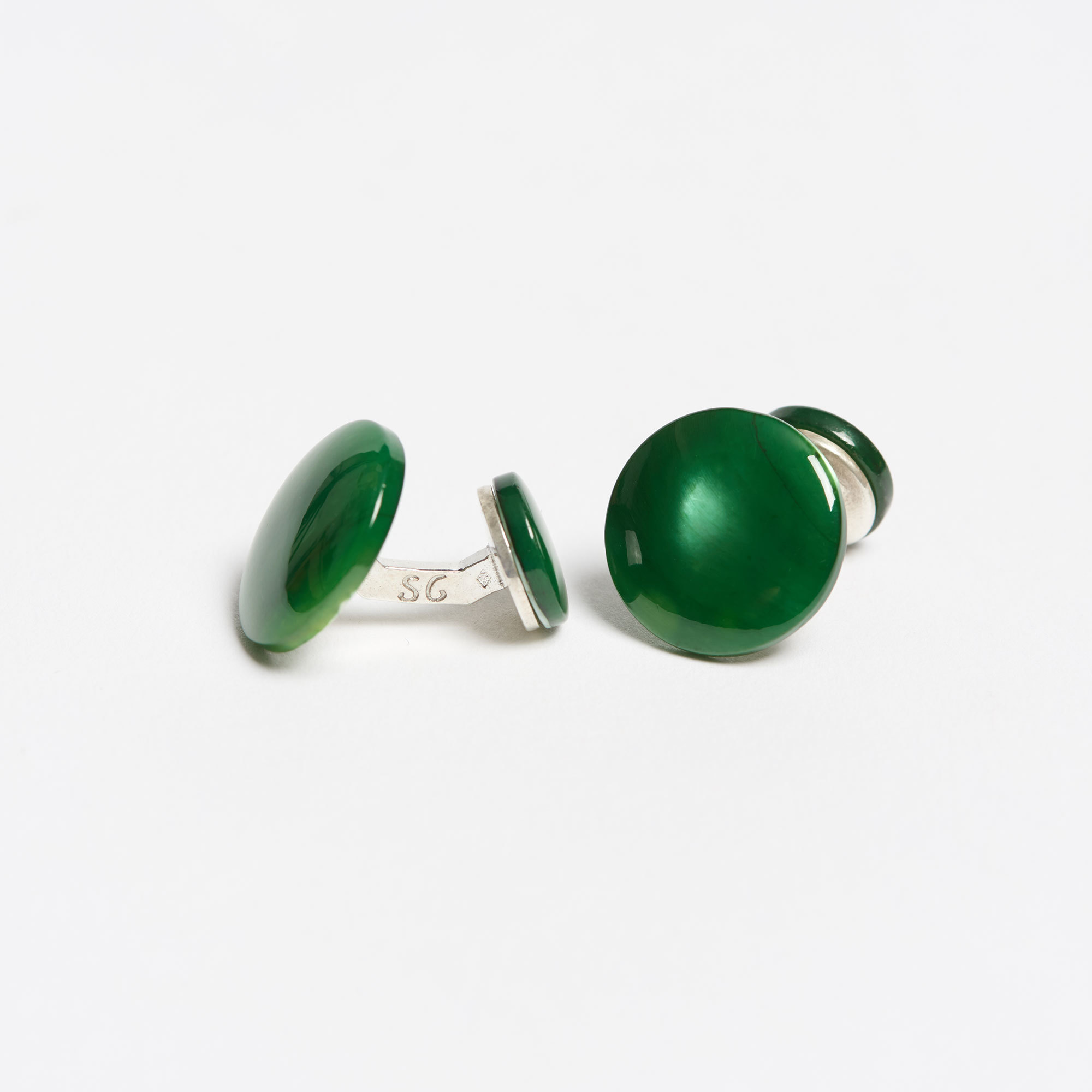 Green Mother-of-Pearl Asymmetric Cufflinks - Samuel Gassmann Green Asymmetric Cufflinks The Garnered