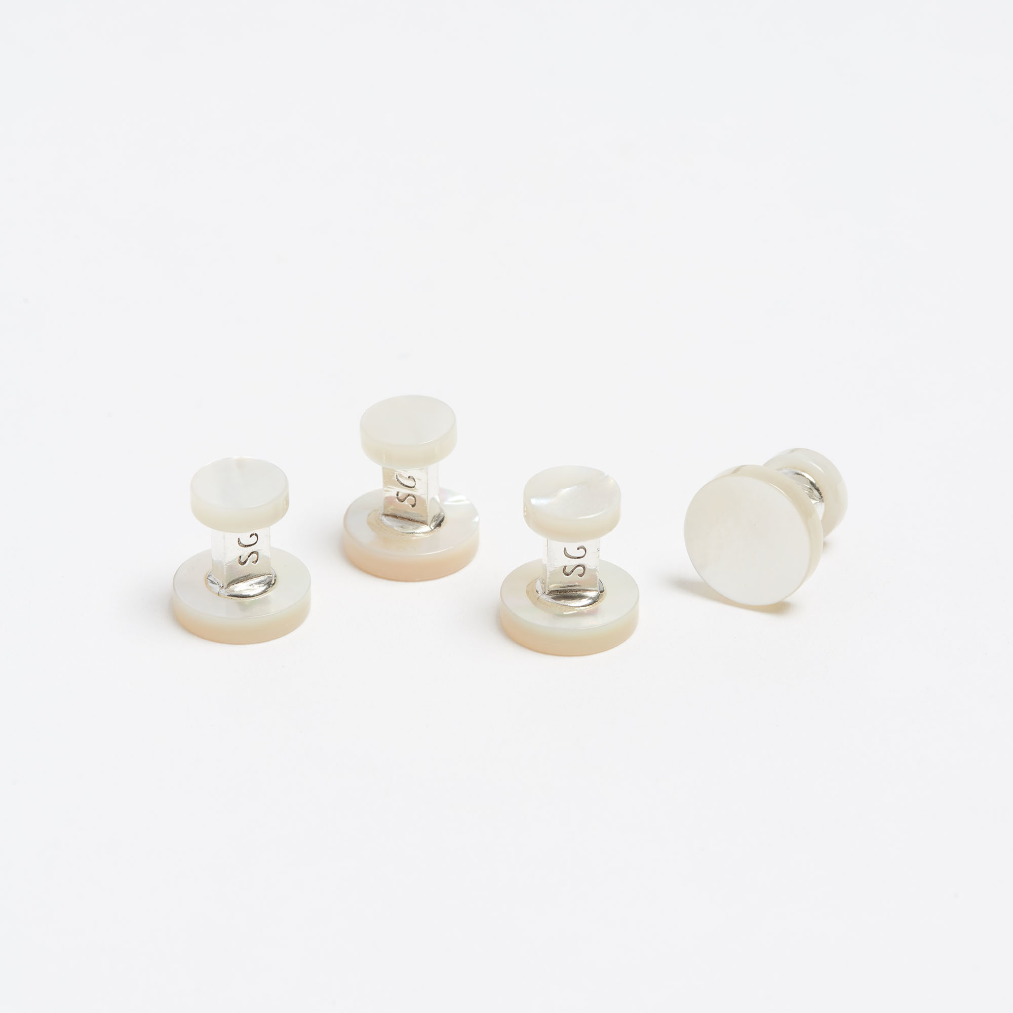 White Mother-of-Pearl Cabochon Dress Shirt Studs - Samuel Gassmann Mother Of Pearl Dress Shirt Studs The Garnered