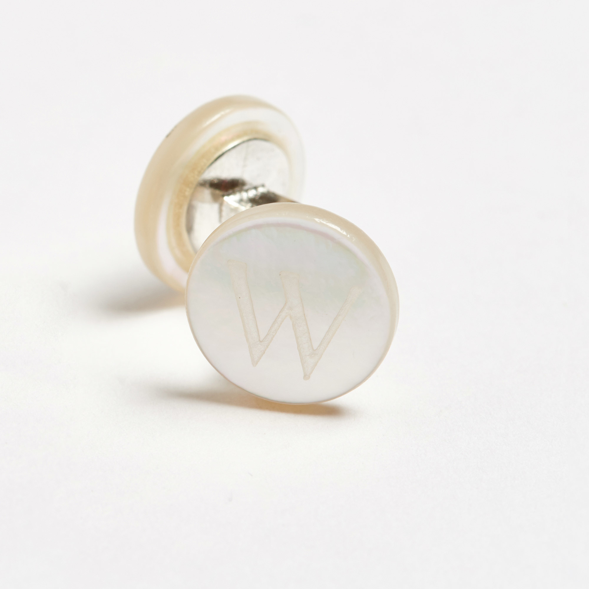 Mother-of-Pearl Initial Alphabet Cufflinks - W Day Alphabet Samuel Gassmann Cufflinks The Garnered 82C