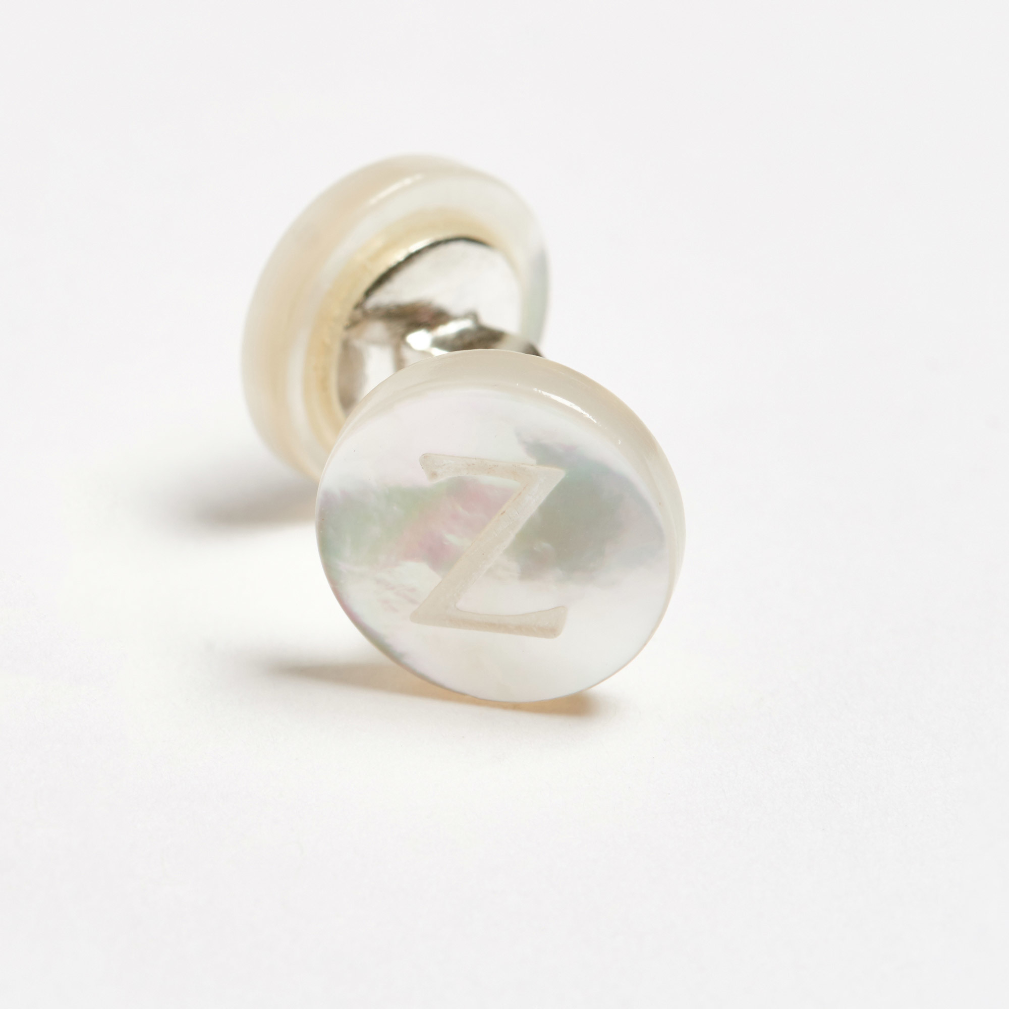 Mother-of-Pearl Initial Alphabet Cufflinks - Z Day Alphabet Samuel Gassmann Cufflinks The Garnered 85C