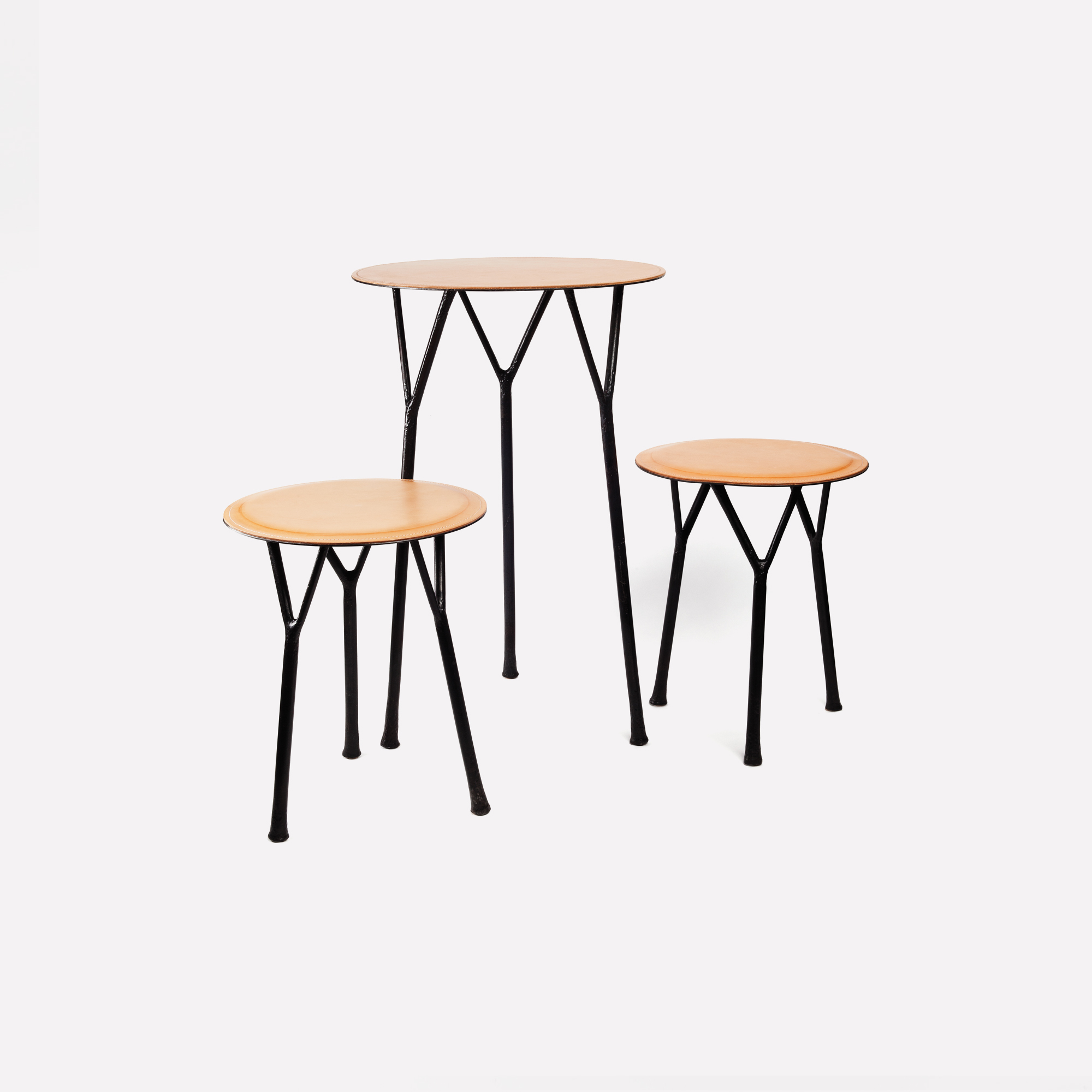 Handcrafted Steel and Leather Wishbone Table - 0185 Bella