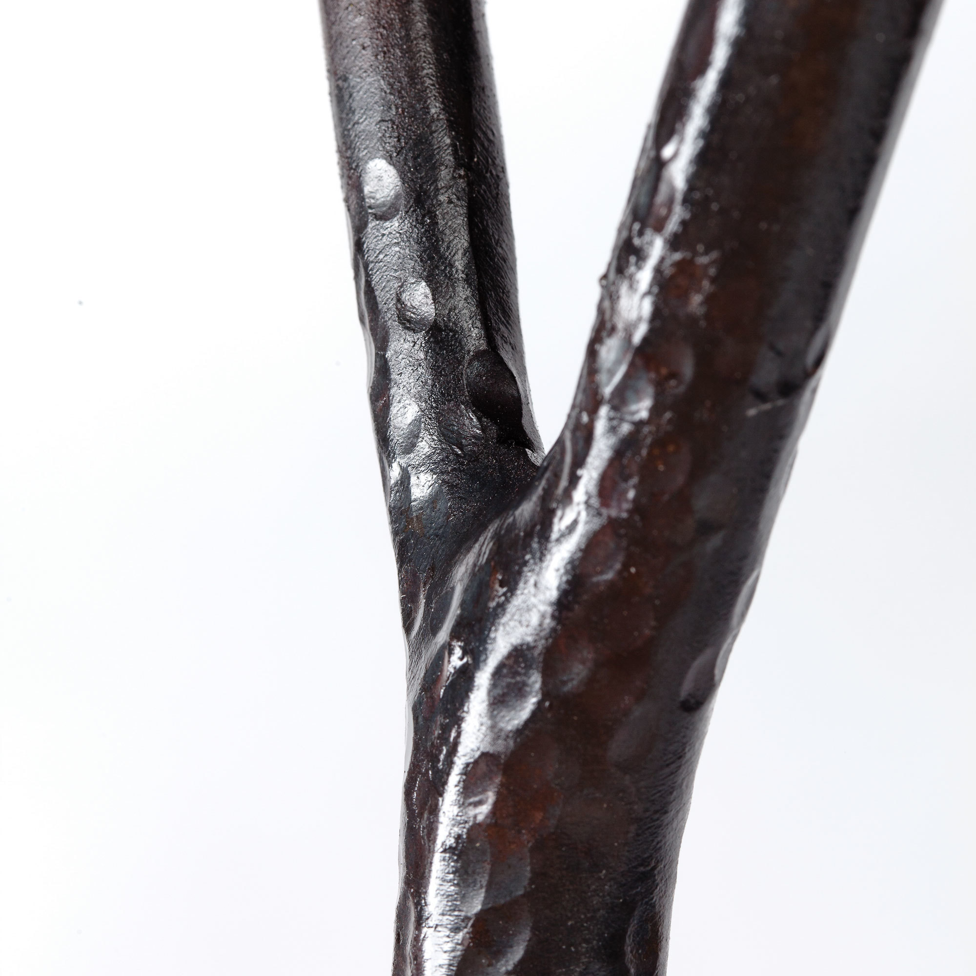 Handcrafted Steel and Leather Wishbone Table - Wishbone Stool Table Spencer Fung Furniture The Garnered Detail