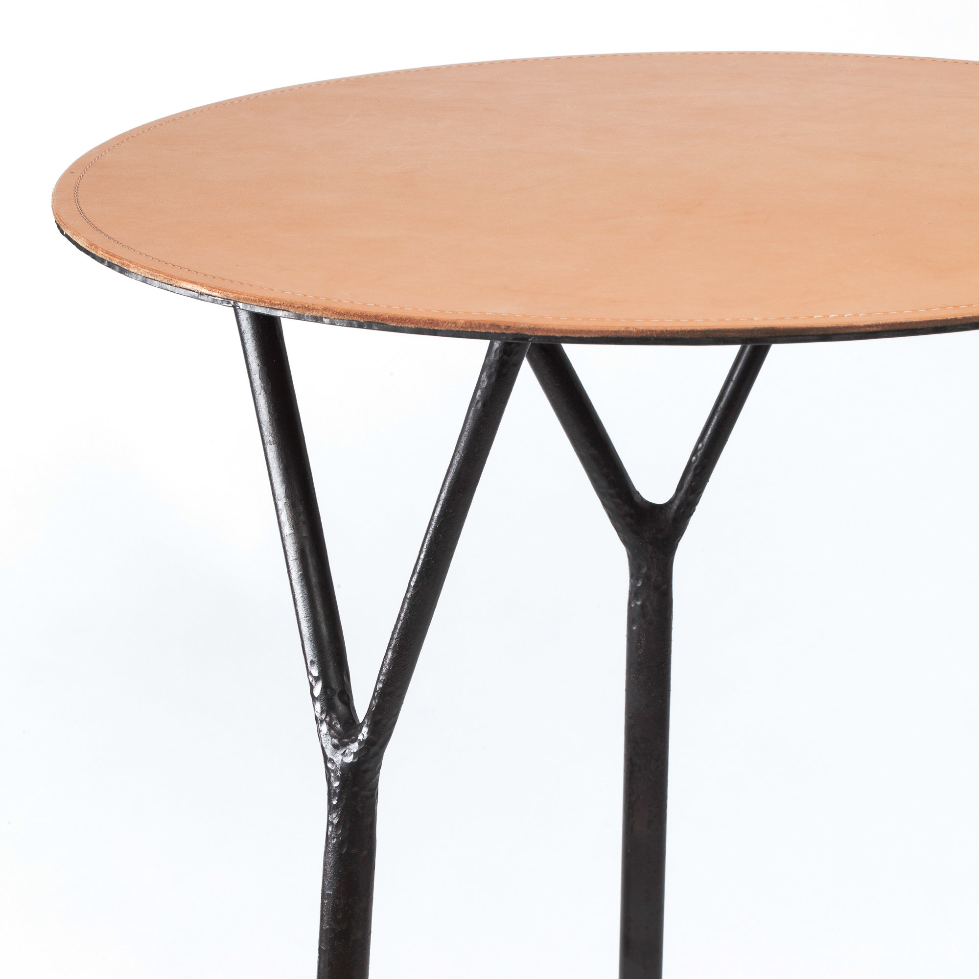 Handcrafted Steel and Leather Wishbone Table - Wishbone Table Spencer Fung Furniture The Garnered