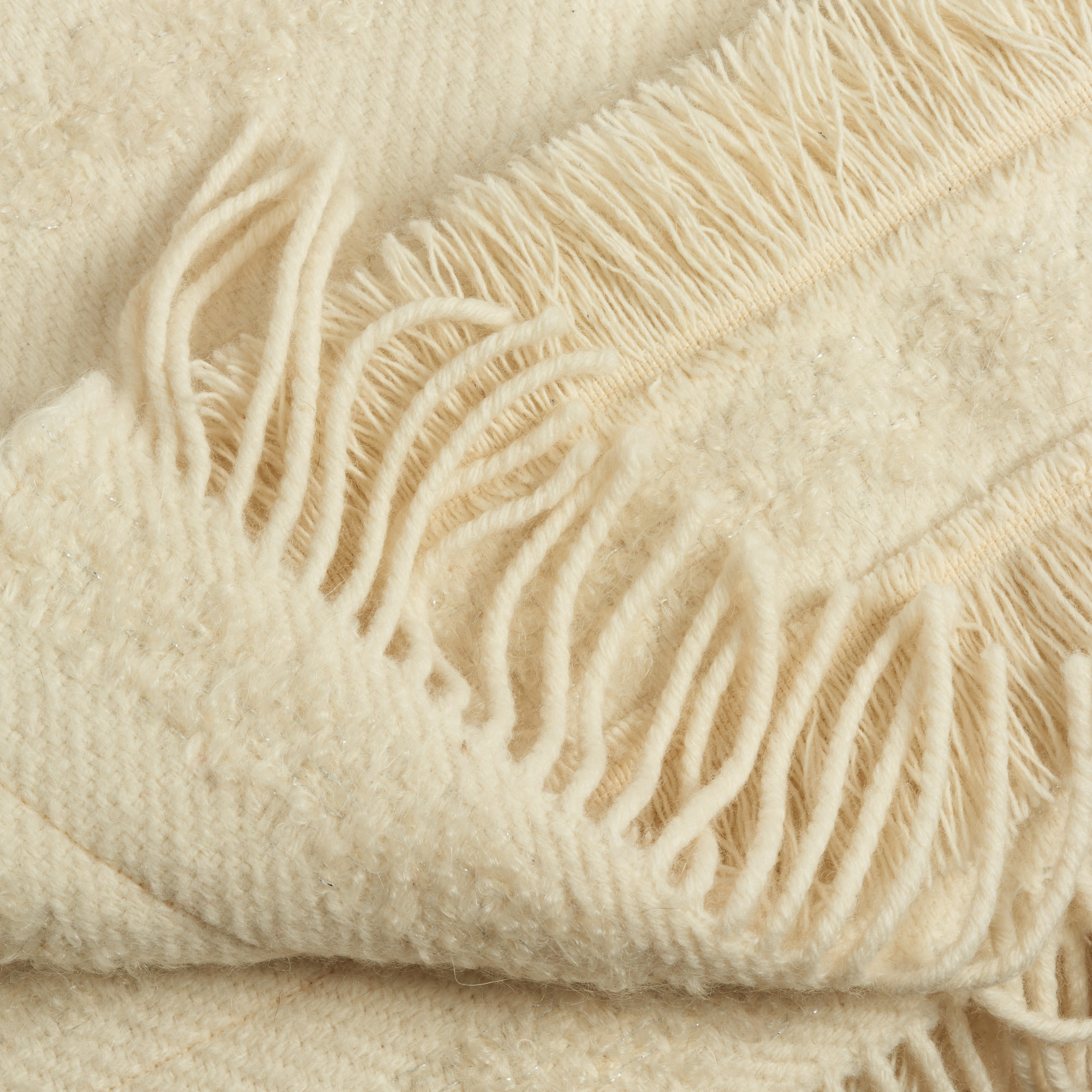 Large Irish Mohair Cream Blanket with Metallic Bouclé Thread - Cream Blanket The Tweed Project Textiles The Garnered 5