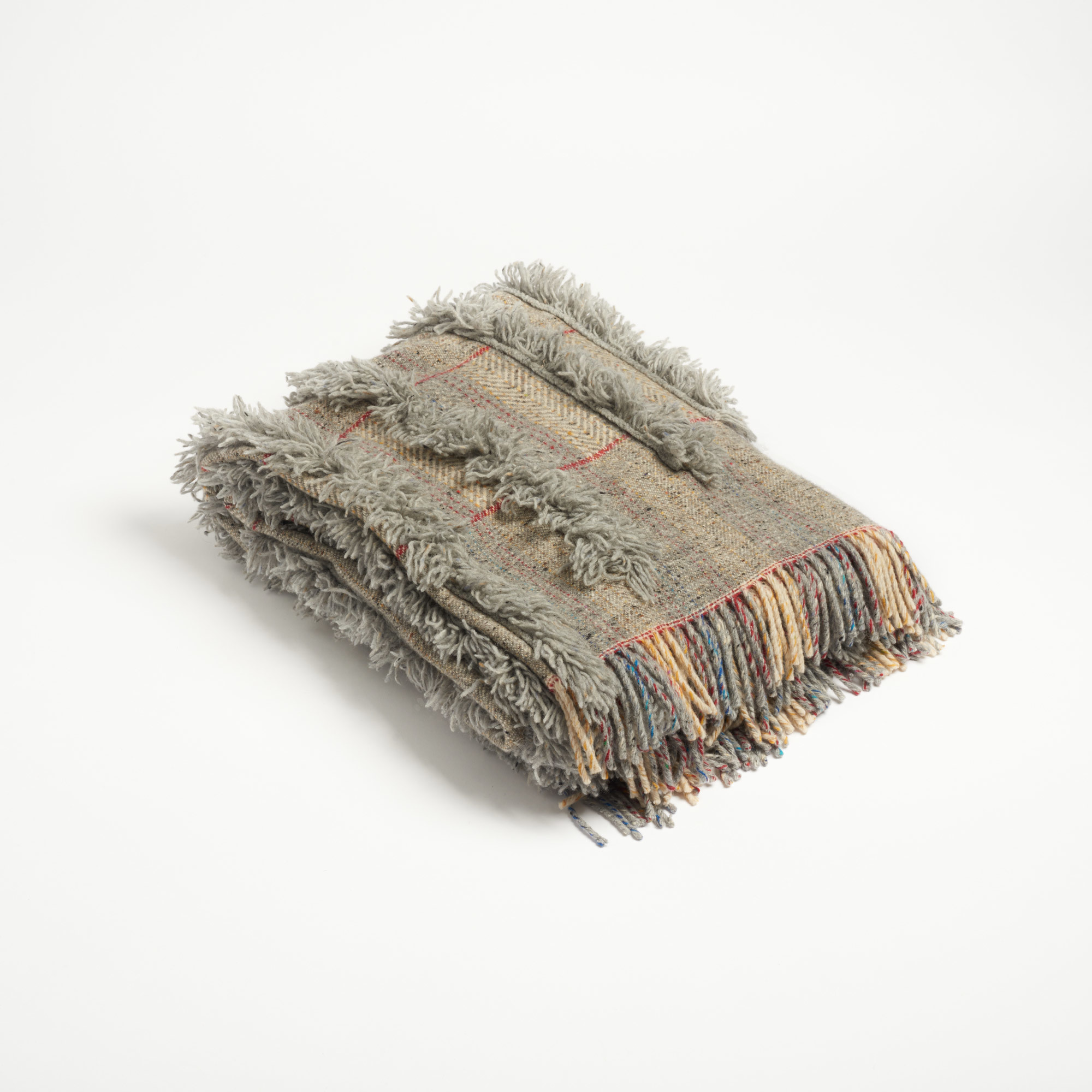 Large Grey Handmade Tasselled Blanket - Tassled Blanket The Tweed Project Textiles The Garnered 6