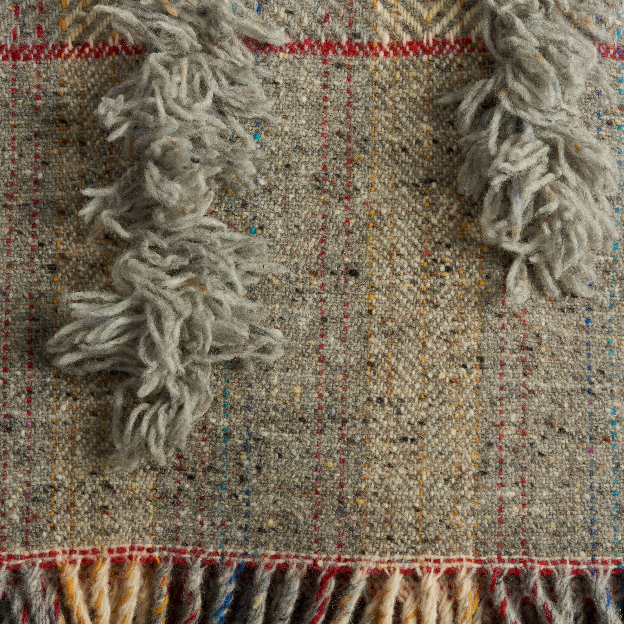 Large Grey Handmade Tasselled Blanket - Tassled Blanket The Tweed Project Textiles The Garnered 7