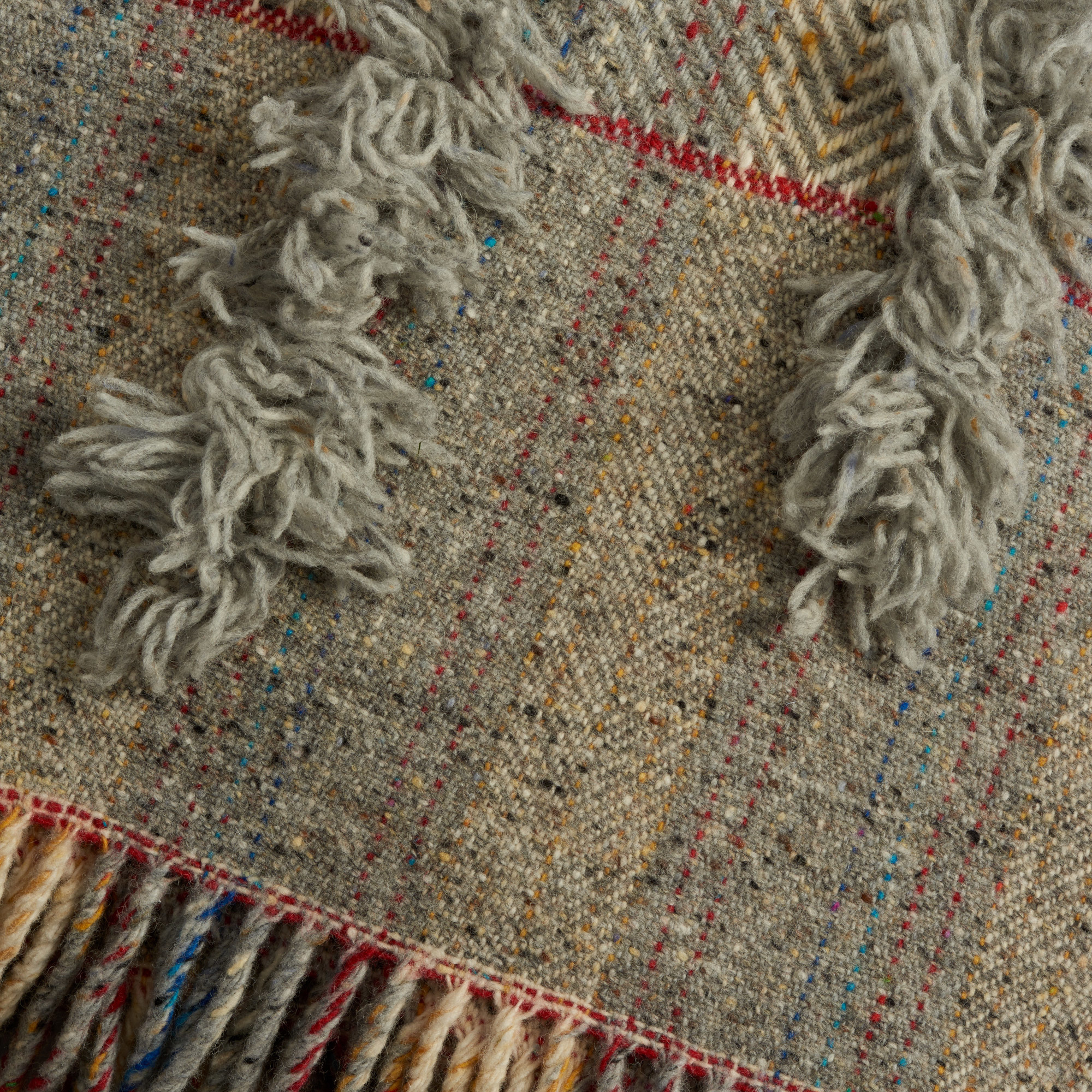 Large Grey Handmade Tasselled Blanket - Tassled Blanket The Tweed Project Textiles The Garnered 8