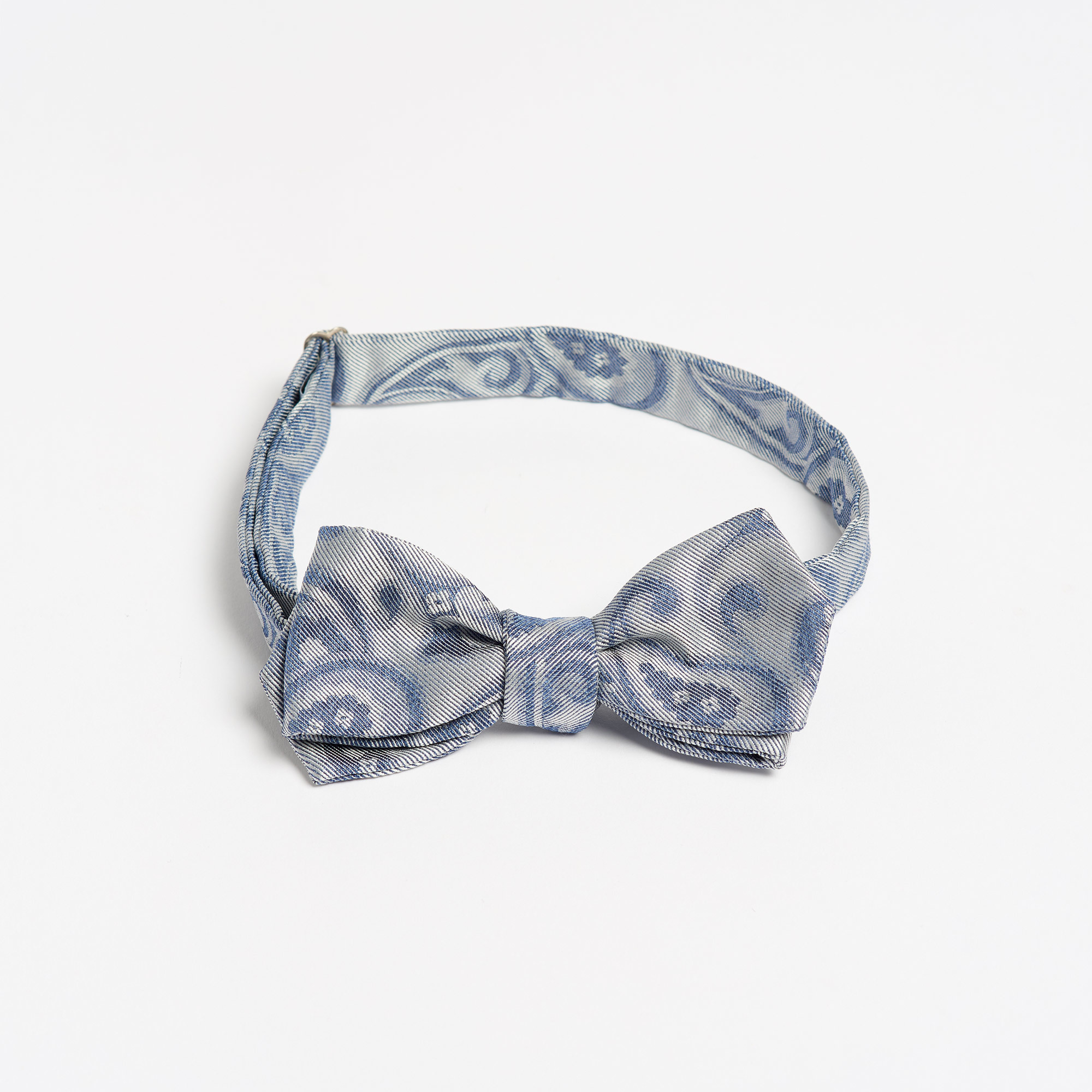 Pale Blue Paisley Silk Bow-Tie - Pale Blue Grey Bowtie Maison F Ties The Garnered 2