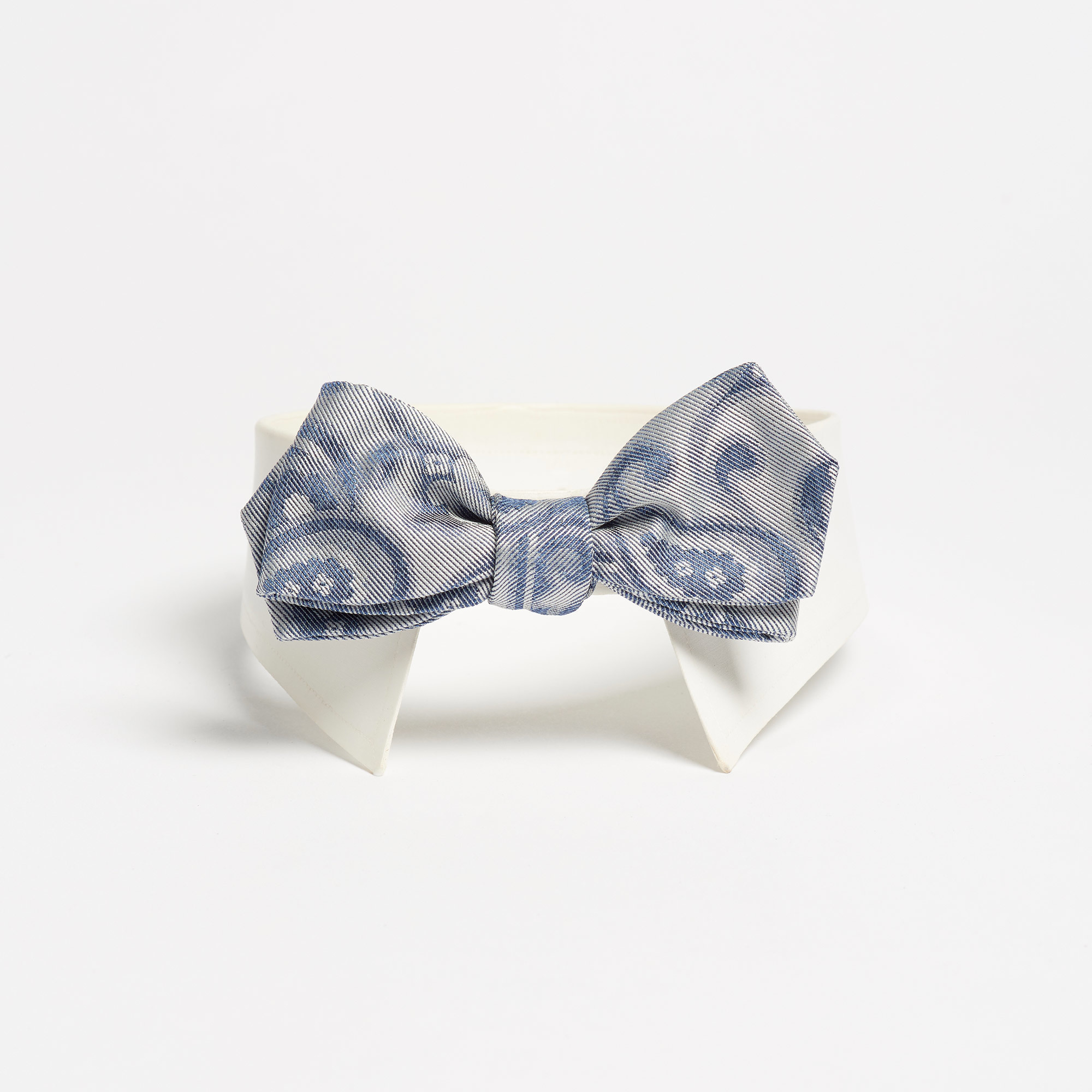 Pale Blue Paisley Silk Bow-Tie - Pale Blue Grey Bowtie Maison F Ties The Garnered 3