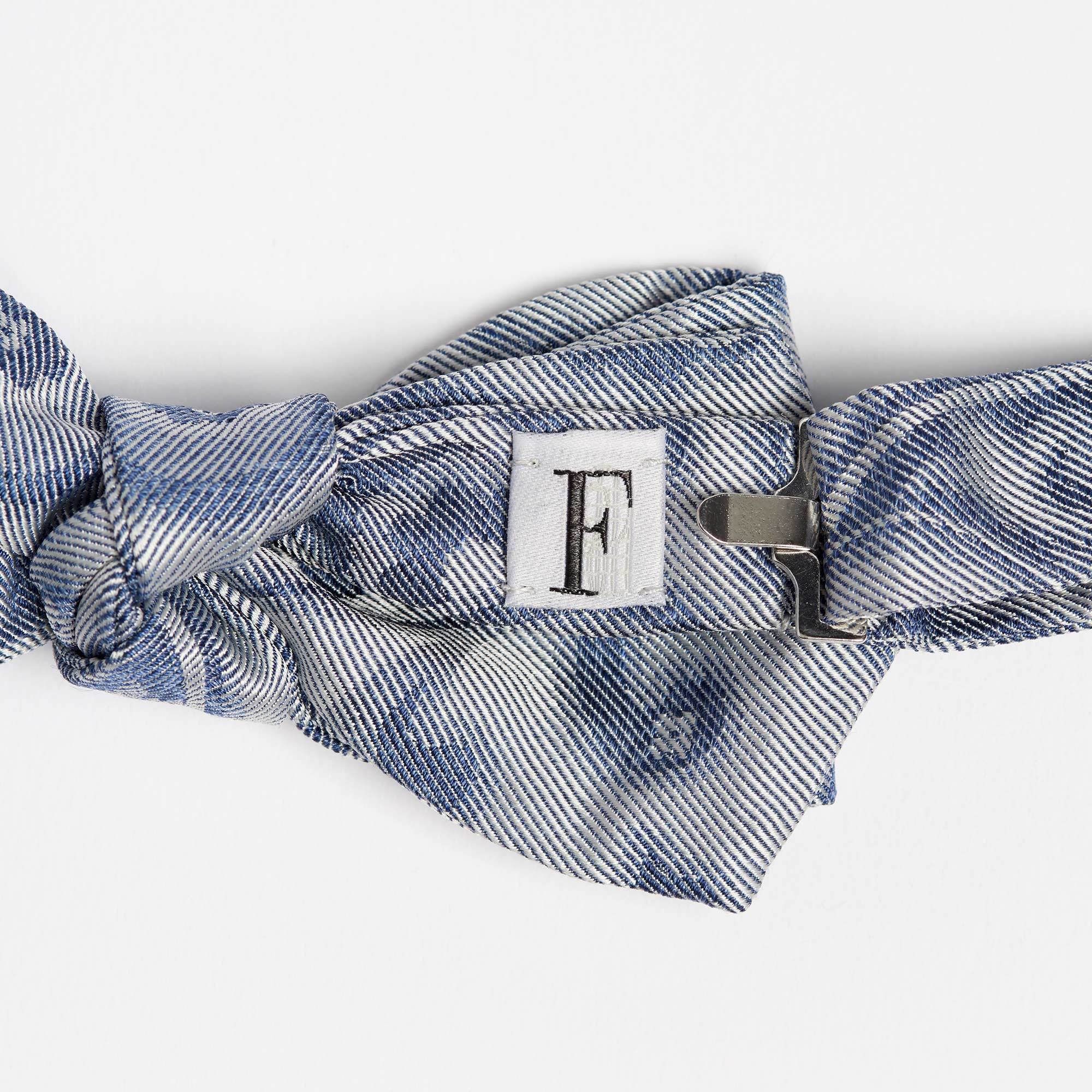 Pale Blue Paisley Silk Bow-Tie - Pale Blue Grey Bowtie Maison F Ties The Garnered 4