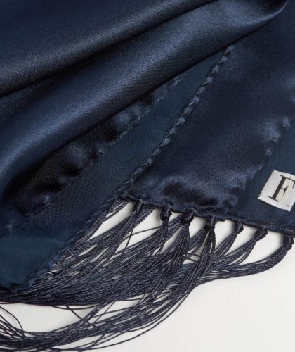 The Garnered - Navy Silk Scarf Maison F Scarves The Garnered 58