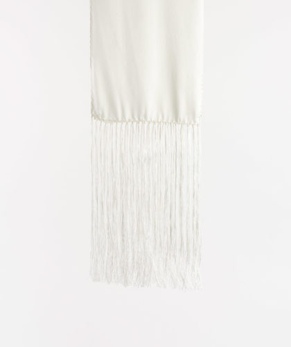 The Garnered - White Silk Scarf Maison F Scarves The Garnered 83