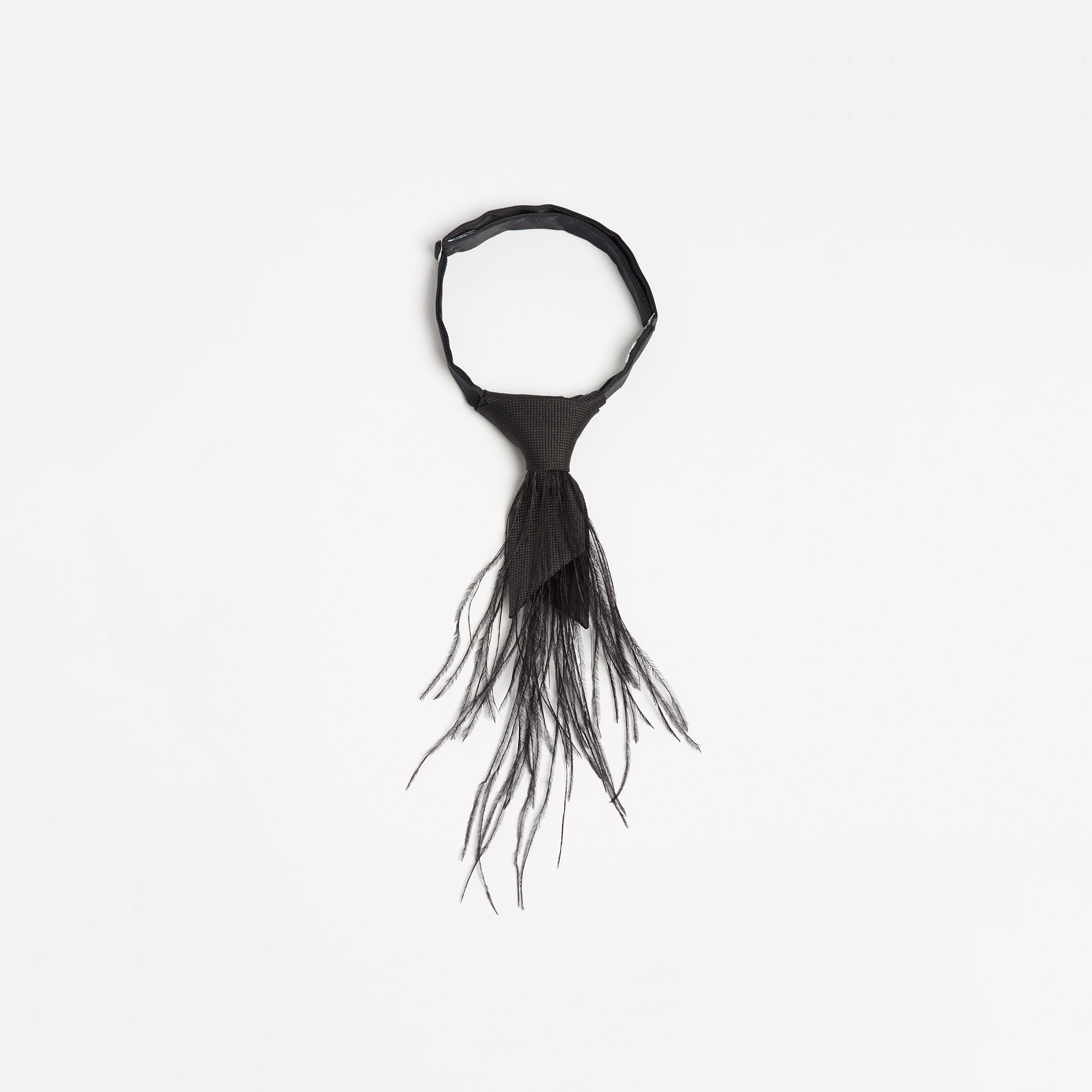 Black Silk Feather Tie - Black Feather Tie Maison F Ties The Garnered 46