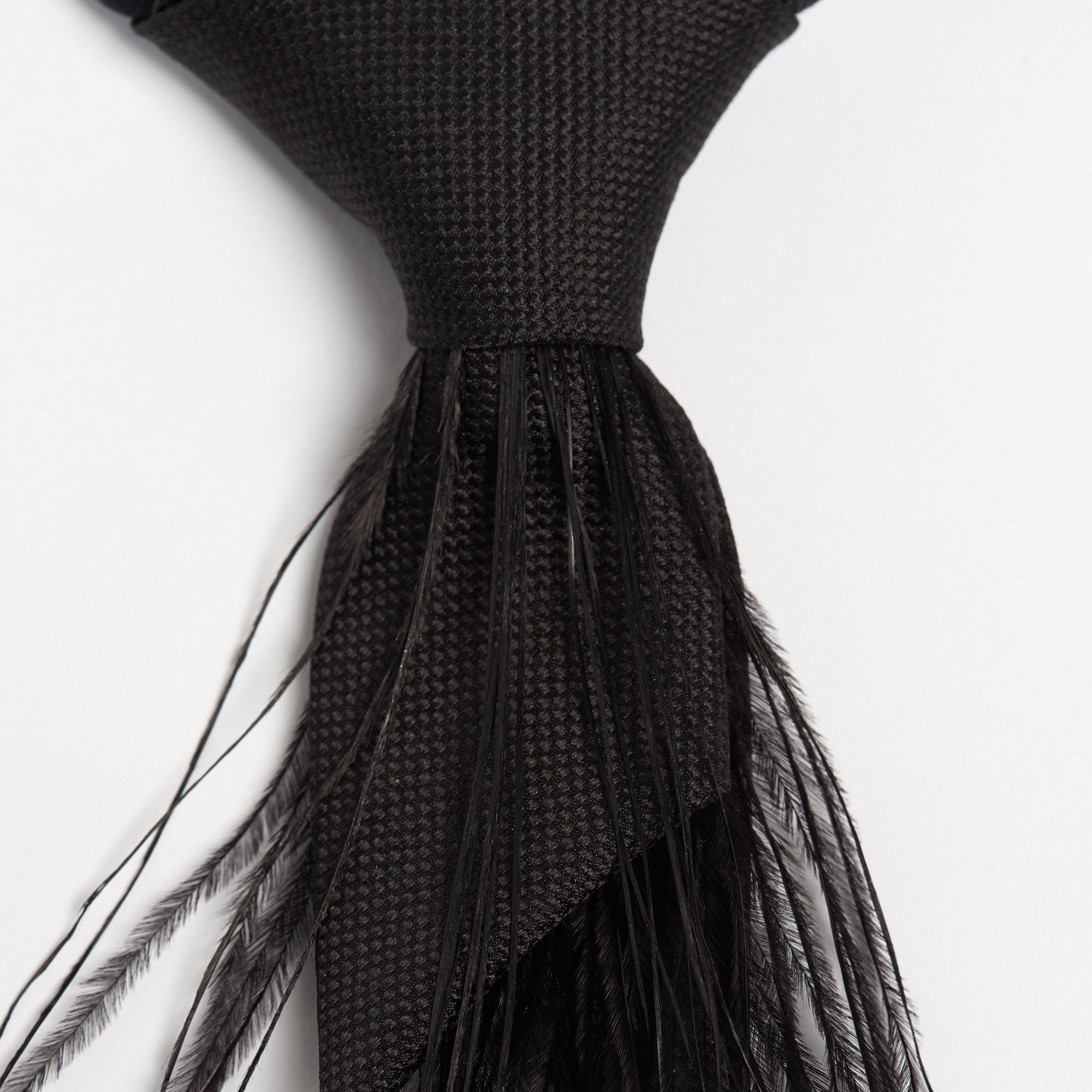 Black Silk Feather Tie - Black Feather Tie Maison F Ties The Garnered 47