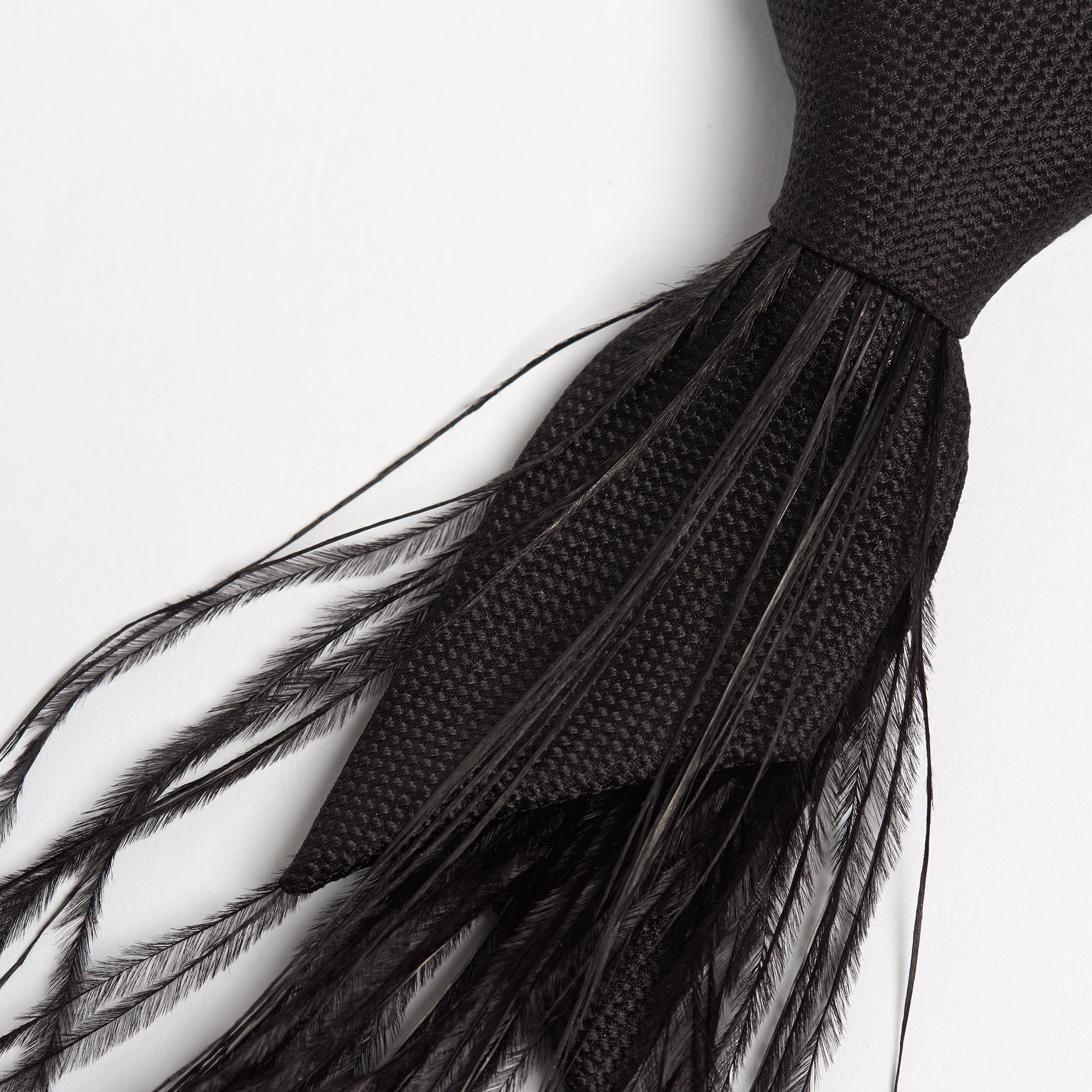 Black Silk Feather Tie - Black Feather Tie Maison F Ties The Garnered 48
