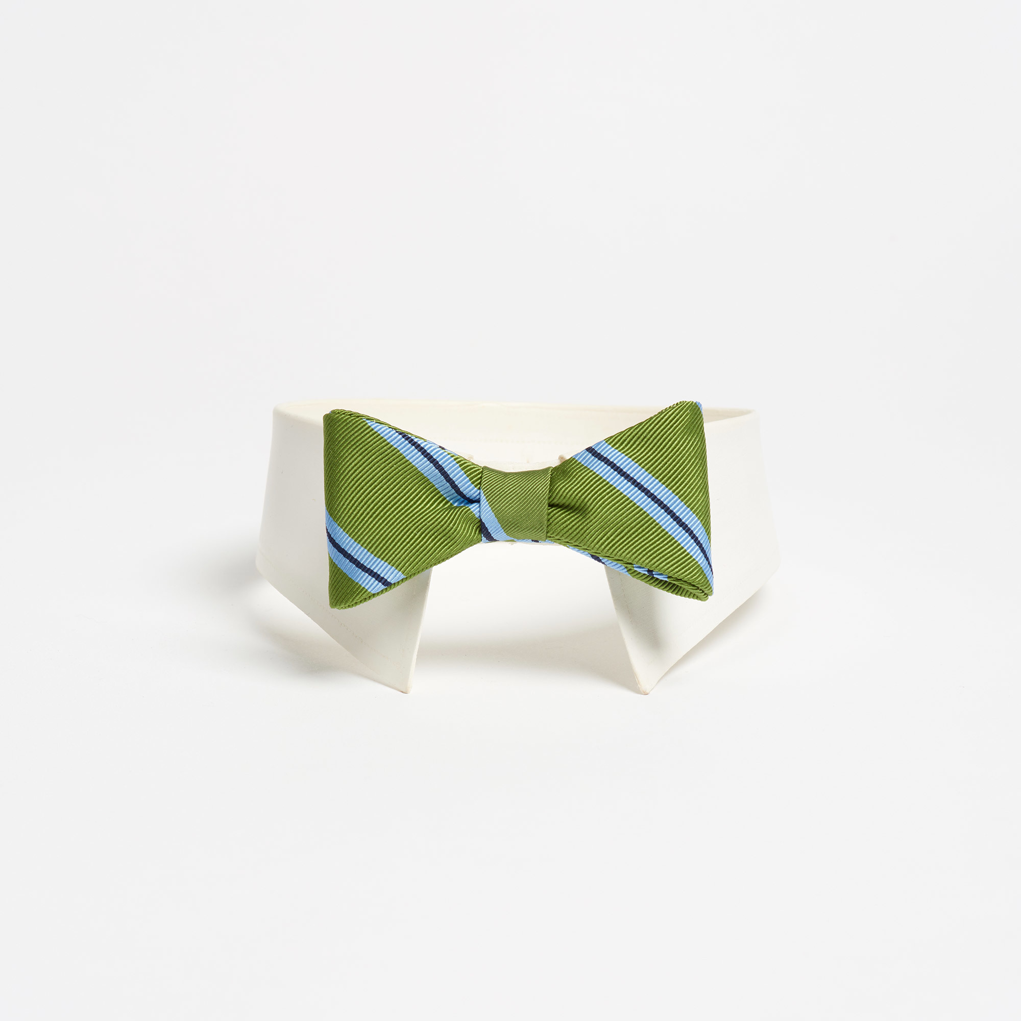 Triangle Green Stripe Silk Magnetic Bow-Tie - Bowtie Maison F Ties The Garnered 29