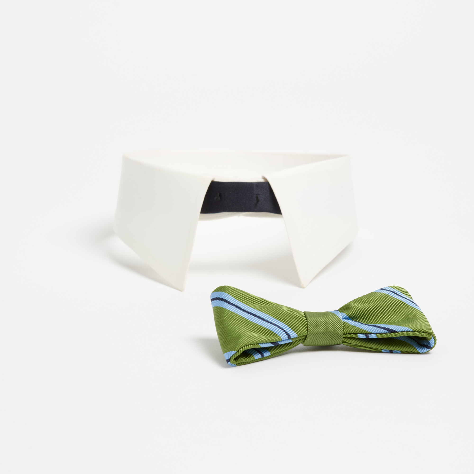 Triangle Green Stripe Silk Magnetic Bow-Tie - Bowtie Maison F Ties The Garnered 91