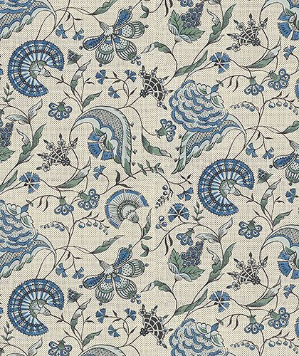 The Garnered - The Garnered Antoinette Poisson Jaipur Wallpaper Blue Full Thumbnail
