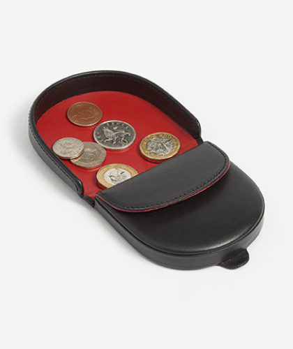 The Garnered - Connolly Black Leather Coin Pouch The Garnered Open Thumbnail