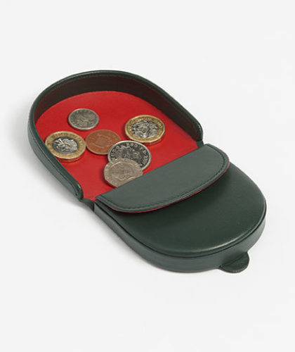 The Garnered - Connolly Green Leather Coin Pouch The Garnered Open Thumbnail