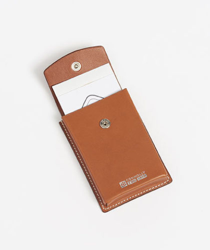 The Garnered - Connolly Tan Leather Business Card Holder The Garnered Open Thumbnail