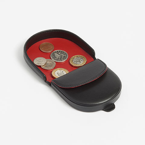 The Garnered - Connolly Black Leather Coin Pouch The Garnered Open Thumbnail