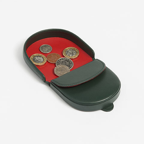 The Garnered - Connolly Green Leather Coin Pouch The Garnered Open Thumbnail