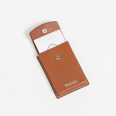 The Garnered - Connolly Tan Leather Business Card Holder The Garnered Open Thumbnail