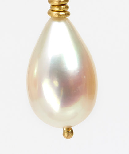 The Garnered - The Garnered Jean Scott Moncrieff 18Ct Gold Round Earstuds With Drop Pearl Detail Thumbnail