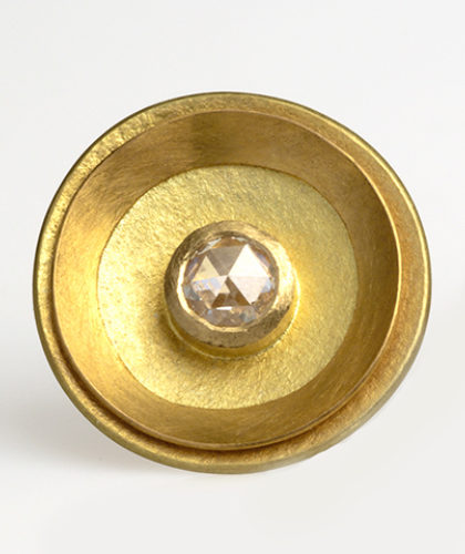 The Garnered - The Garnered Jean Scott Moncrieff 18Ct Round Earstuds 22Ct Inner Circle And Rosecut Dia Detail Thumbnail