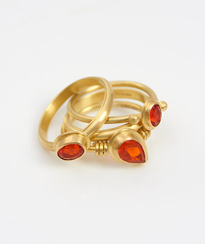The Garnered - The Garnered Jean Scott Moncrieff Fire Opal Ringstack Collapsed Thumbnail