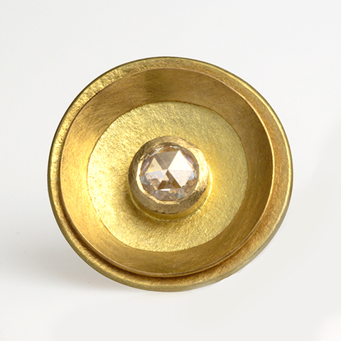 The Garnered - The Garnered Jean Scott Moncrieff 18Ct Round Earstuds 22Ct Inner Circle And Rosecut Dia Detail Thumbnail
