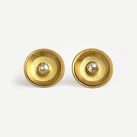 The Garnered - The Garnered Jean Scott Moncrieff 18Ct Round Earstuds 22Ct Inner Circle And Rosecut Dia Thumbnail