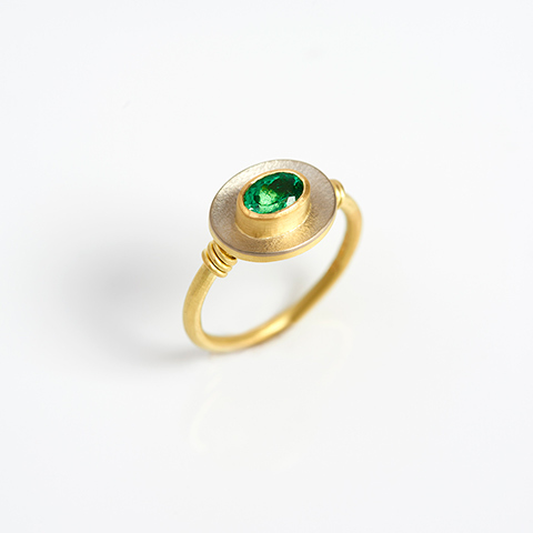 The Garnered - The Garnered Jean Scott Moncrieff 18Ct Yell White Ring With Tzavorite Thumbnail