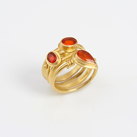 The Garnered - The Garnered Jean Scott Moncrieff Fire Opal Ring Stack Thumbnail