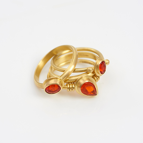 The Garnered - The Garnered Jean Scott Moncrieff Fire Opal Ringstack Collapsed Thumbnail