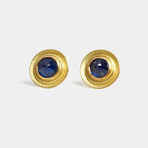 The Garnered - The Garnered Jean Scott Moncrieff Hand Crafted Double Circle Sapphire Studs Thumbnail
