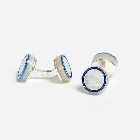 The Garnered - Samuel Gassmann Blue Circle Cufflinks The Garnered Thumbnail