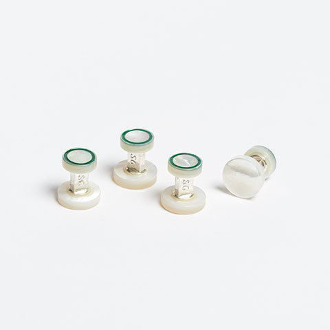 The Garnered - Samuel Gassmann Circle Dress Studs Green The Garnered Thumbnail