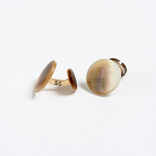 The Garnered - Samuel Gassmann Fabric Mother Of Pearl Cufflinks The Garnered Thumbnail