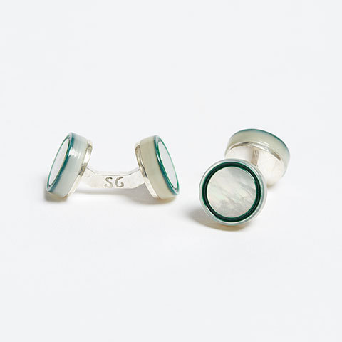 The Garnered - Samuel Gassmann Green Circle Cufflinks The Garnered Thumbnail