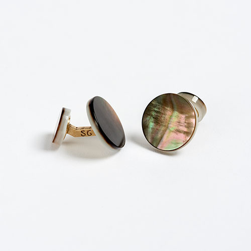 The Garnered - Samuel Gassmann Grey Cabochon Cufflinks The Garnered Thumbnail
