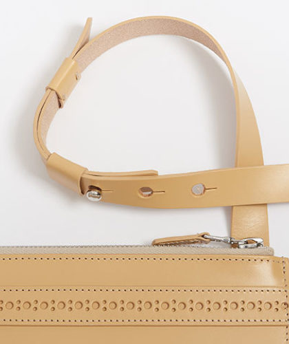 The Garnered - Parchment Leather Brogue Bag Doe Leather The Garnered Detail Thumbnail