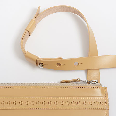 The Garnered - Parchment Leather Brogue Bag Doe Leather The Garnered Detail Thumbnail