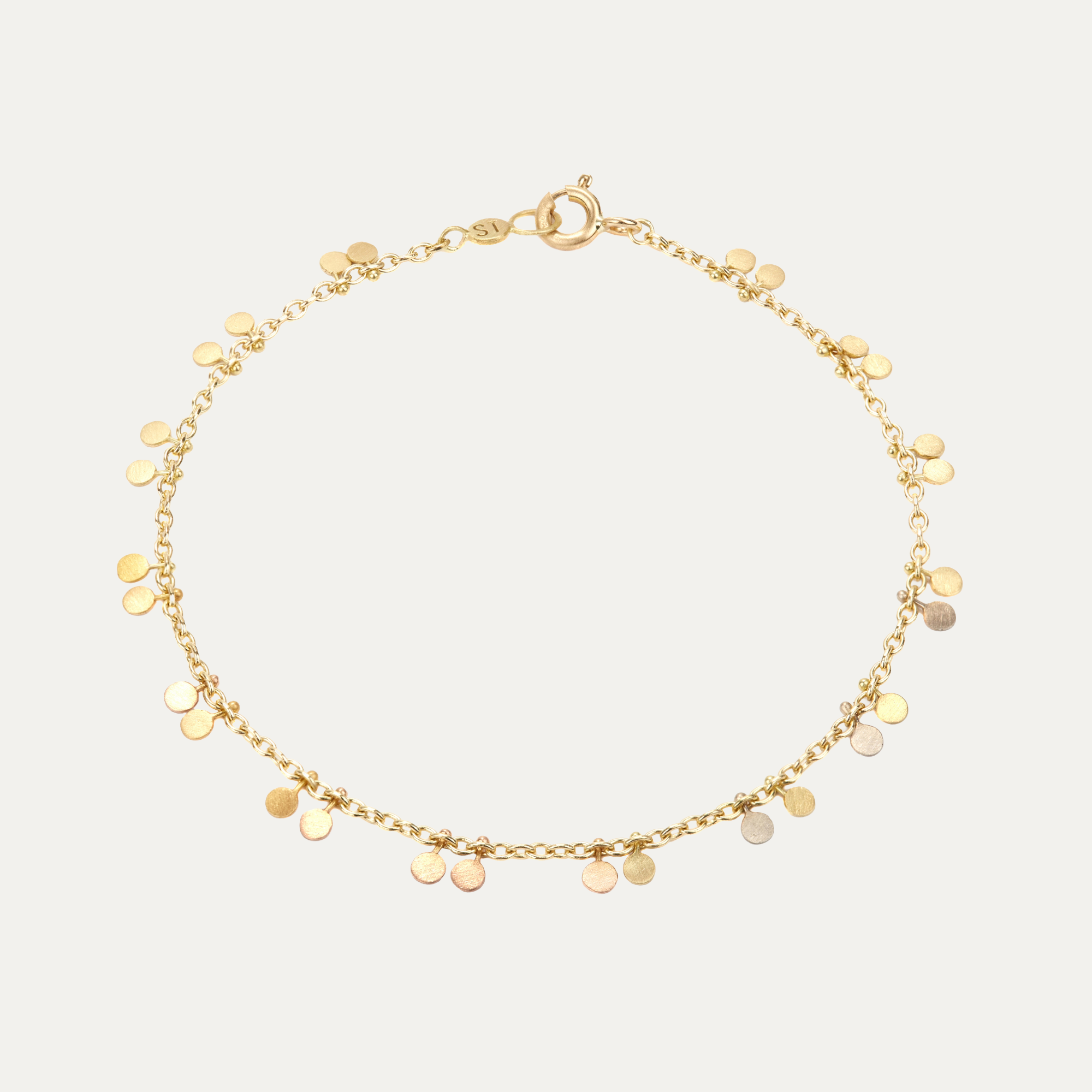 Tiny Double Dots Rainbow 18k Gold Bracelet - The Garnered Sia Taylor Tiny Double Dots Bracelet